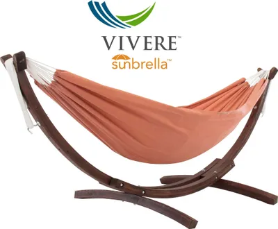 Produktbild von VIVERE Hängematte aus Sunbrella mit Gestell aus Holz 260 cm – 200 kg Belastung - Coral