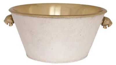 Produktbild von Casa Padrino Luxus Weinkühler Messingfarben / Weiß Ø 46 x H. 22 cm - Gastronomie Accessoires