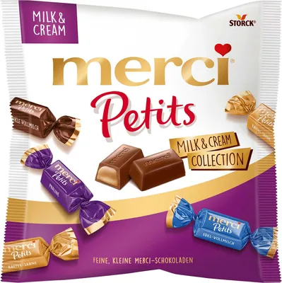 Produktbild von Merci Petits Milk and Cream Collection feine Schokoladen 125g