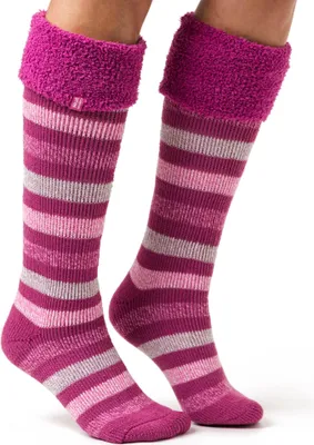Produktbild von Damen Original Hellebore Stiefelsocken - Rosa Streifen