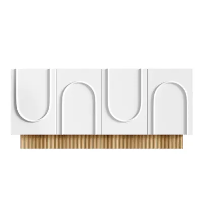 Produktbild von Merax Modernes Sideboard mit 4 Türen in Holzoptik, mattes Design mit U-Relief, Kommode mit großer Stauraum für Wohnzimmer und Esszimmer, Weiß