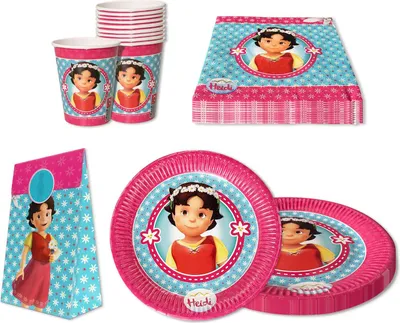 Produktbild von Heidi 50-tlg. Party Set – Geburtstag Deko mit Bechern Tellern Servietten Tüten