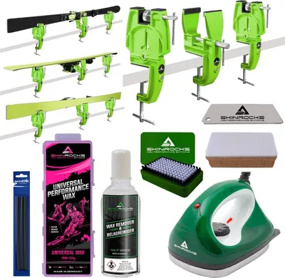 Produktbild von SkinRocks Skiwachs Profi Set 8-teilig Skispanner Bügeleisen Wax Ski Vice green