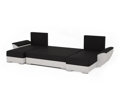 Produktbild von Easy4You Fly Schwarz/Weiß Ecksofa U-Form 332 x 72 x 140 cm mit Schlaffunktion und Stauraum - Schlafsofa mit Bettkasten - Moderne Wohnzimmermöbel – Stoff: Mikrophase 15/31