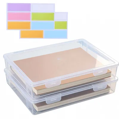 Image de Lot de 2 boîtes de rangement transparentes format A4 avec couvercle à clip