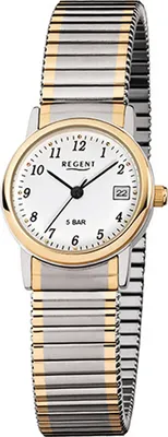 Produktbild von Regent Stahl Damen-Herren Uhr F-889 Quarzuhr Armband silber gold D2URF889