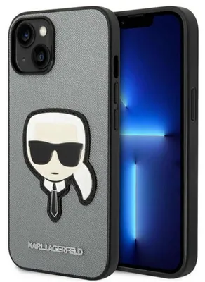 Obrázek produktu pro Pouzdro Karl Lagerfeld Saffiano Karl's Head Patch Na Iphone 14 Plus - Srebrne