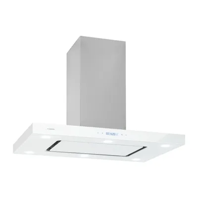 Produktbild von Klarstein Valeria Inselabzugshaube - Dunstabzugshaube, Inselhaube, 230W, max.650 m³/h, 3 Leistungsstufen, LED-Beleuchtung, Touch-Panel, Glas, Edelstahl, sparsam, PureAmbience Concept, weiß