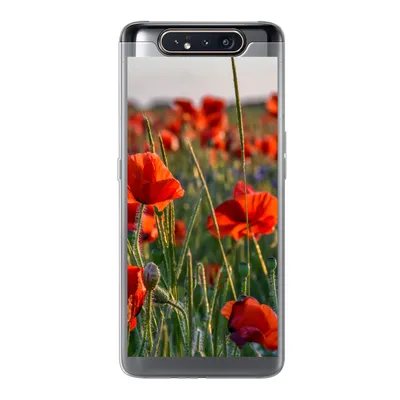 Produktbild von MuchoWow® Handyhülle Schutzhülle Hülle für Samsung Galaxy A80 Blumen - Mohnblumen - Natur - Rot Silikon Softcase Handy Hülle - Schutzdeckel