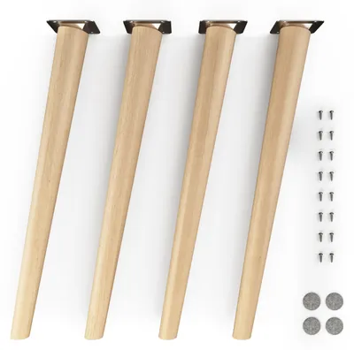 Produktbild von 4x sossai Holzfüße rund - schräge Ausführung 45cm Buche Öl-Finish