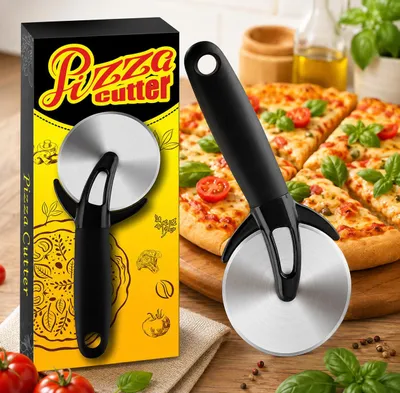 Zdjęcie produktu dla XXL - nóż do pizzy | profesjonalny wałek do pizzy | koło do pizzy z zabezpieczeniem ostrza | nóż do pizzy wykonany ze stali nierdzewnej i plastikową rączką z gumową powłoką | ostry nóż do pizzy z ostrzem ze stali nierdzewnej | rozdzielacz do pizzy