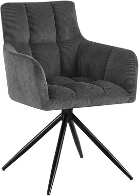 Produktbild von CLP Esszimmerstuhl Jonah Cord 180° drehbar mit Armlehnen und Rückenlehne bis 150 kg grau