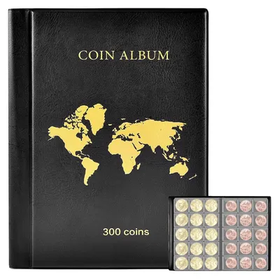 Image de Album pour pièces de monnaie en euros, avec 300 compartiments - Album de collection pour pièces de monnaie et timbres