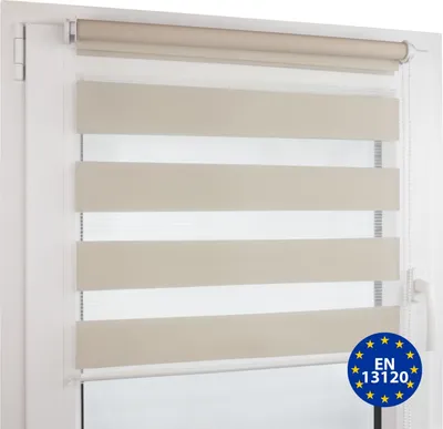Produktbild von Deco4Me Doppelrollo Klemmfix ohne Bohren – Duo Rollo mit Kettenzug, lichtdurchlässig & blickdicht – 80 x 160 cm, Beige