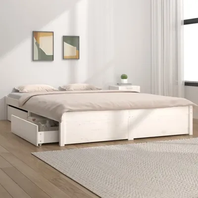 Produktbild von vidaXL Bett mit Schubladen Weiß 120x200 cm