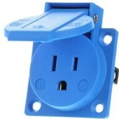 Produktbild von NEMA-Anbau-Steckdose 15A,2p+E 125V blau 10087