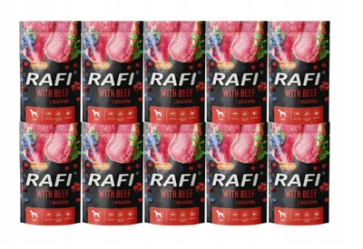 Produktbild von RAFI Nassfutter für Hunde mit Rind, Beutel 10x500 g, Set aus 10 Beuteln, 5 kg | Hundefutter Hunde-Nassfutter