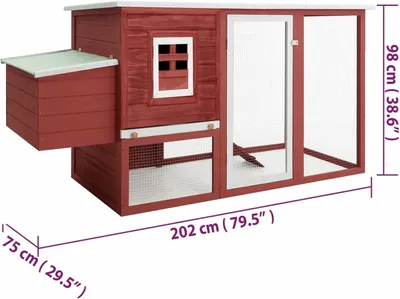 Zdjęcie produktu dla Kurnik - Wybieg dla kur - Budynek dla drobiu - Gniazdo dla kur - Dom dla kur - 202x75x98 cm - Malowane drewno sosnowe