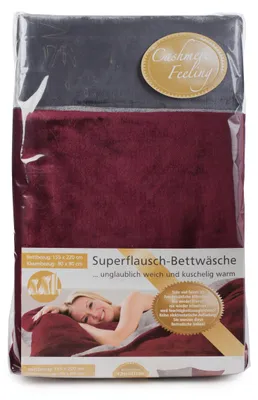 Produktbild von GÖZZE Cashmerefeeling Bettwäsche weiche Mikrofaser-Bettwäsche mit feuchtigkeitsausgleichenden Eigenschaften Bordeaux / Anthrazit 155 x 220 cm