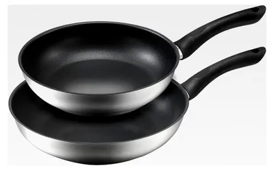 Produktbild von Pfannenset Alfons (Ø 24 + 28 cm) Edelstahlpfannen für Induktion mit Teflon-Antihaftbeschichtung