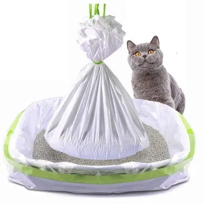 Immagine prodotto di Sacchetti per lettiere per gatti / Sacchetti per lettiere / 94 x 45 mm, coperture per lettiere con cinturini per animali domestici, ricariche per lettiere (7 pezzi)