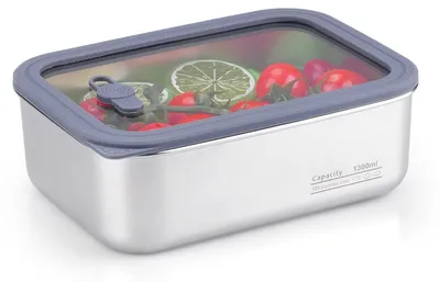 Produktbild von Lunchbox mit luftdichtem Deckel, Aufbewahrungsbehälter aus Edelstahl, Mahlzeitenboxen, Edelstahl-Lunchbox, Aufbewahrungsbehälter/spülmaschinenfest/mikrowellengeeignet