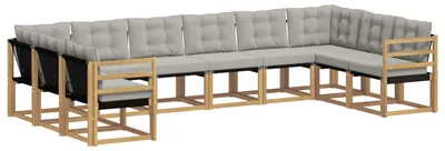 Produktbild von vidaXL Outdoor-Sofagarnitur mit Kissen 10 pcs Weiß und Hellgrau