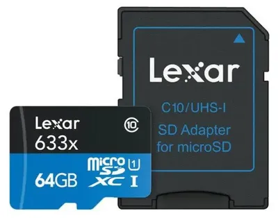 Zdjęcie produktu dla Lexar BLUE PLUS, 64 GB, MicroSDXC, UHS-I, 100 MB/s, Class 1 (U1), V10