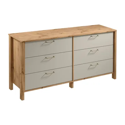 Produktbild von AX LIVING Kommode mit Schubladen Iseonia K6S Modern Eiche Wotan/Beige