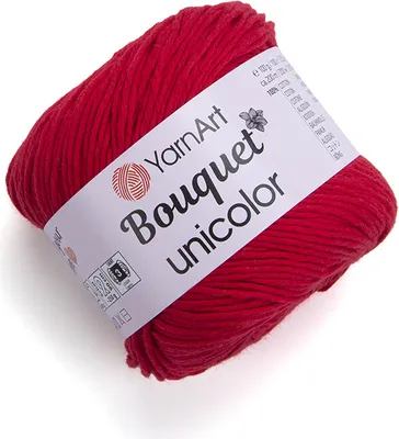 Produktbild von YarnArt Bouquet Unicolor Baumwollgarn, 100% Baumwolle, atmungsaktiv & hautfreundlich, Rot 3217