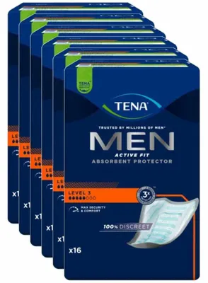 Produktbild von TENA Men Active Fit Level 3 Inkontinenzeinlagen Herren 96 Stück 6x16 Vorlagen