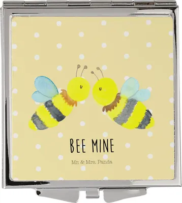 Produktbild von Mr. & Mrs. Panda Kleiner Spiegel Biene Liebe - Gelb Pastell - Geschenk, Schminkspiegel, Klappspiegel, Kosmetikspiegel, Handspiegel, klein