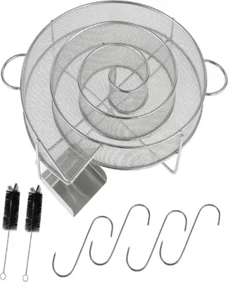 Obrázek produktu pro 8,13" generátor studeného kouře, kulatý nerezový generátor kouře pro studené uzení v udírně s kartáčem a hákem, vhodný pro grily a spirálové udírny pro studené uzení