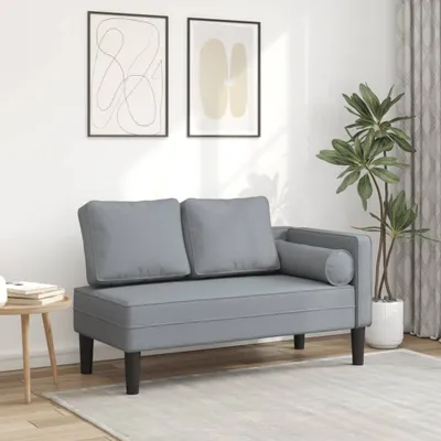 Image de Maison Exclusive - Chaise longue avec coussin Tissu gris clair