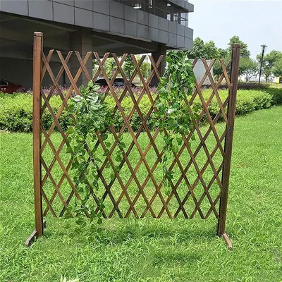 Image de Clôture de jardin en bois, modèle palissade, hauteur 50 cm, extensible