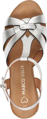 Produktbild von MARCO TOZZI Damen Sandale Vegan High Heel Blockabsatz bequem elegant 2-28394-42, Größe:38 EU, Farbe:Silber