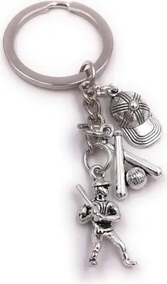 Image de Onwomania Porte-clés Baseball Sport Casquette Balle Joueur Pendentif métal Charm