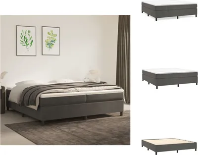 Produktbild von vidaXL Boxspringbett Dunkelgrau 200x200 cm Samt -  Betten & Bettgestelle