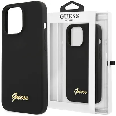 Produktbild von Guess Guhmp13Llslmgbk Iphone 13 Pro / 13 6,1"" Schwarz/Czarny Hardcase Silikon Schrift Gold Logo Magsafe