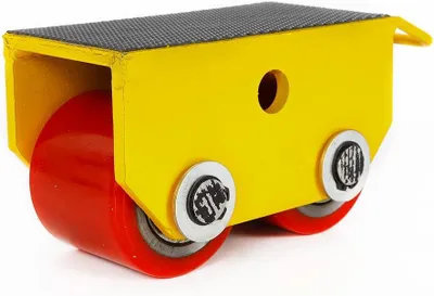 Produktbild von Schwerlast-Panzerrollen aus Stahl mit 2.5T Tragfähigkeit, Transportfahrwerk mit 2 Rollen für Maschinen, Möbel und Geräte (Gelb)