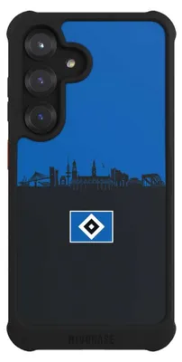 Produktbild von NIVOCASE Hülle für Samsung Galaxy S25  Stoßfeste Handyhülle NIVOmax Case Schwarz HSV Hamburg Skyline