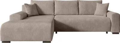 Produktbild von STOREZ24 L-Form Ecksofa NELLY inklusive Schlaffunktion, Ecke mit Bettkasten, Farbe: cappucino, Seite: links