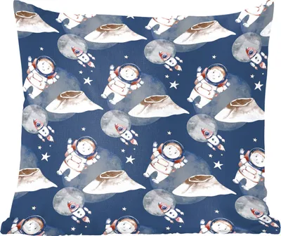 Produktbild von MuchoWow® Zierkissen Sofakissen Wohnzimmer Dekokissen 60x60 cm Astronaut - Rakete - Weltraum - Kinder - Jungen - Mädchen - Kinder - Sitzfläche - Foto Polster