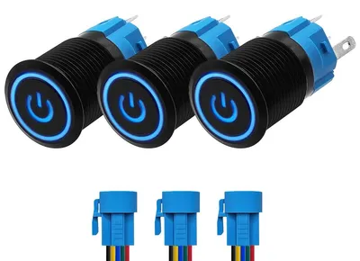 Produktbild von ProRide Drucktaster ON/OFF 16 mm, blau LED, wasserdicht, 3 Stück