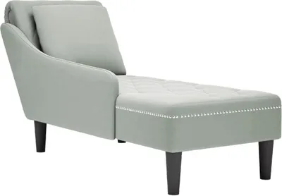 Produktbild von "im Angebot" Chaiselongue mit Kissen und Rechter Armlehne Hellgrau Samt - Recamieren CC17849