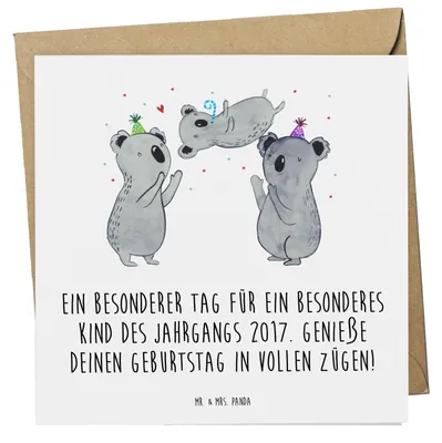 Produktbild von Mr. & Mrs. Panda Grußkarte 2017 Geburtstag - Weiß - Geschenk, Happy Birthday, faltkarte, anlasskarte, Geburtstagsgeschenk, Alter, besondere Momente, Glückwunschkarte