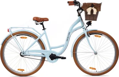 Produktbild von Goetze Style 28 Zoll City Bike, 18 Zoll Stahl Tiefeinsteiger, 3-Gang Shimano Nexus, Rücktrittbremse & V-Brake , LED-Beleuchtung, Rattankorb