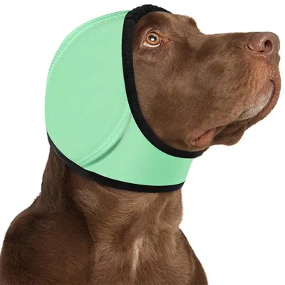 Produktbild von Geräuschreduzierende Ohrenschützer für Hunde - Beruhigende Haube gegen Angst und Stress, Ideal für Feuerwerk & Donner，Grün L