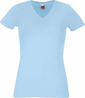 Produktbild von Fruit of the Loom - Lady-Fit V-Neck T - Sky Blue - L