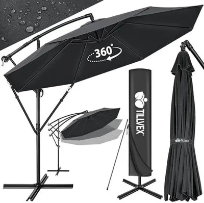 Produktbild von Famanu Sonnenschirm Ø 300 cm mit Kurbel - Anthrazit